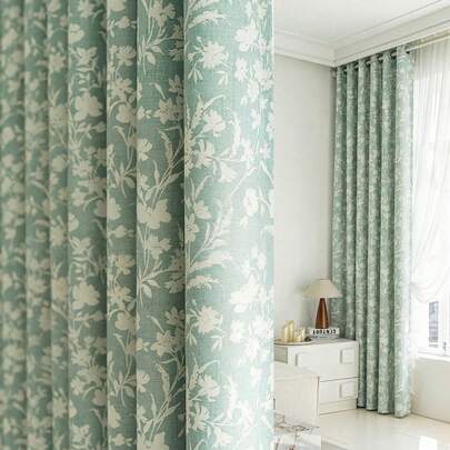 1 件装春季浪漫柔和氛围提花窗帘，安装简便，防尘隔热，装饰性强，适用于客厅、卧室、儿童房