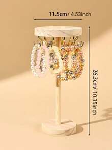 1个圆形木质首饰展示架，胡桃木色，简约设计，项链、吊坠、手链收纳架，圣诞节和万圣节礼物（女士款） - 仿胡桃木色 - 查看 13