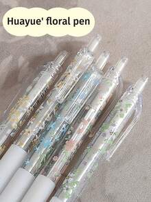 Bộ 6 bút bi gel rút - 0.5mm, mực đen khô nhanh, họa tiết hoa, thiết kế hình trái tim thời trang, thiết kế cầm nắm tiện dụng, hoàn hảo cho việc hỏi đáp, học tập và thi cử | Lựa chọn hoàn hảo cho Ngày Valentine, mùa tựu trường và sử dụng văn phòng. - Nhiều màu - Xem 6