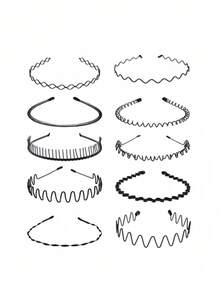 8pcs Casual Versatile Simple All-Match Headbands - Black - View 2
