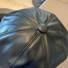 Women's PU Leather Beret, French Retro Vintage Style, Newsboy Hat, Autumn/Winter Korean Fashion, Adjustable - 摩卡棕 - 查看 3