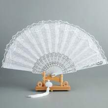 1pc Double-Layered Orchid Lace Fan - Dance Folding Fan - Suitable As A Gift For Friends - Multicolor - View 5