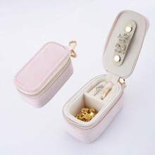 Hộp đựng trang sức móc khóa mới, hộp đựng trang sức mini dễ thương bằng nhung dành cho nữ, thích hợp mang đi du lịch. - A - Xem 4