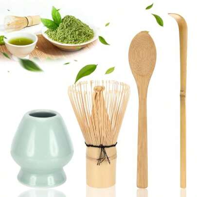 طقم شاي الماتشا الياباني، خفاقة ماتشا السيراميك، خفاقة ماتشا من البامبو، طقم كامل لطقوس شاي الماتشا