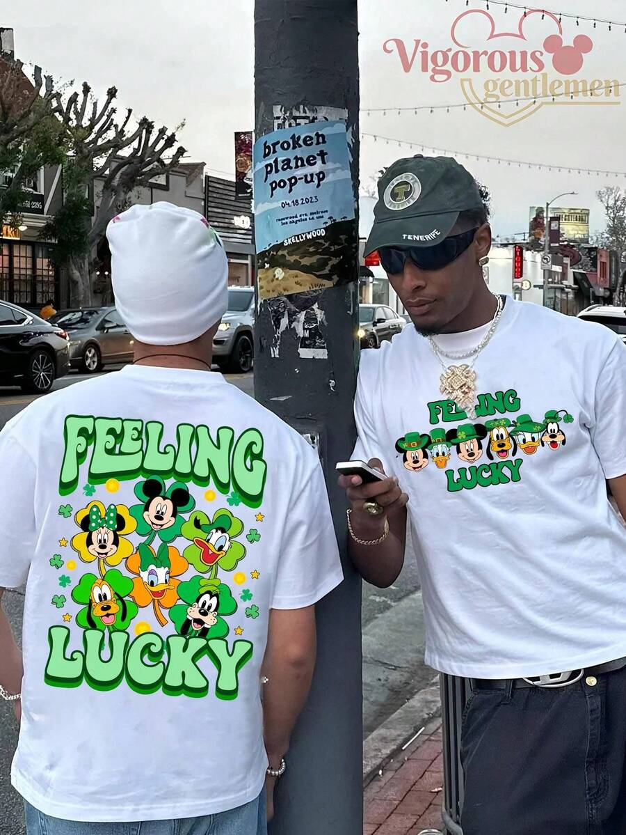 Disney Lucky Clover  Family Short Sleeve T-Shirt - 白色 - 查看 1