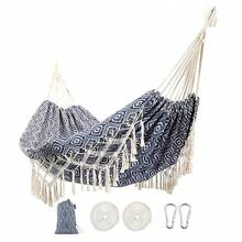 Hamaca de jardín con borlas hamacas de jardín con transporte portátil bolsa de lujo con flecos de macramé para patio jardín patio trasero playa tela de porche al aire última intervensión e - Azul BlueDiamond - Ver 1