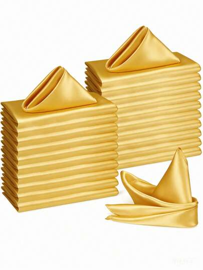 6pcs/12pcs/24pcs Gold Soft Wedding Table Napkins Bright Silky Satin Table Napkins Dinner Cloth Napkins For Home Kitchen Hotel Banquet Birthday Party Event Table Decoration