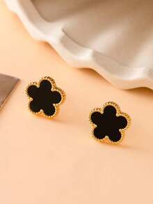 1对简约可爱花朵耳钉，百搭日常及各种场合佩戴，女士 - 花朵D款 - 查看 1