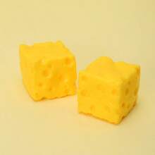 1个逼真奶酪造型的慢回弹减压玩具，湿润柔软的造型黏土球，创意舒缓放松小工具，理想的生日/节日礼物 - 彩色 - 查看 6
