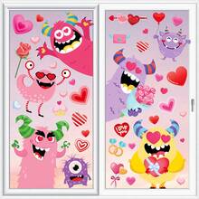 9 Sheets Monster Window Static Cling Stickers Colorful Cute Cartoon Monster Glass Decals For Wedding Anniversary Party Home Office Classroom School Decoration - one-size - View 2