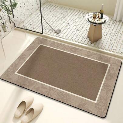 1 pieza Alfombra de baño grande con patrón de granos de café, alfombra de baño suave y cómoda, decoración de baño, decoración del hogar