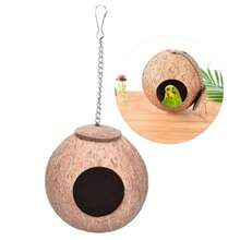 1pc Natural Coconut Shell Bird House, Breathable And Dry Pet Nest Made Of Material - View 9