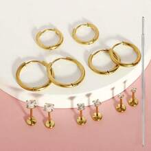 Bộ 12 bông tai đinh tán bằng thép không gỉ đính đá Cubic Zirconia - Nhiều màu - Xem 4