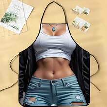 1pc Chic Sexy Street Style Apron - Polyester, Lightweight, Woven Design For Kitchen And Dining Use, Cute Apron - A60*80cm - View 4