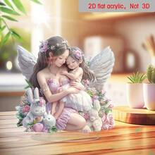 Tượng thiên thần 2D bằng acrylic, mẹ và con gái có cánh, tượng cha mẹ hiền dịu, quà tặng Ngày của Mẹ cho mẹ. - 1PC - Xem 3
