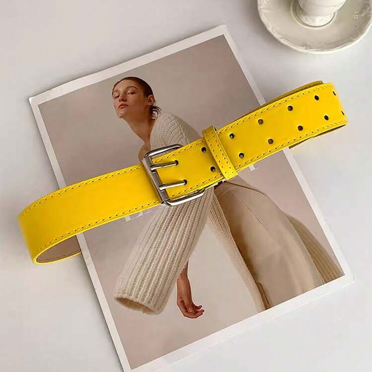 1件装女士时尚Y2K风格腰带休闲裤 - 彩色 - 查看 5