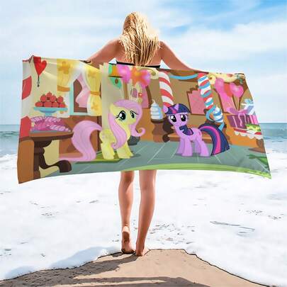 MY LITTLE PONY 1 chiếc khăn tắm biển cỡ lớn họa tiết hoạt hình chính hãng, chất liệu microfiber siêu mềm, nhanh khô, thiết kế chắc chắn, phù hợp cho bãi biển và hồ bơi | Nhanh khô, polyester siêu mềm | Đa năng: Yoga, du lịch, bơi lội và cắm trại | Lựa chọn tốt nhất cho kỳ nghỉ biển | Kích thước lớn | Có thể giặt máy | Món quà tuyệt vời