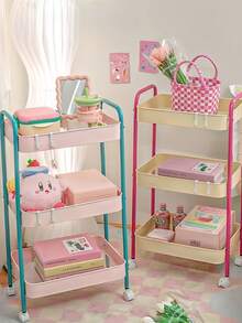 1-Piece Multi-Function Car With Carbon Steel And Metal, Which Is Movable And Has Strong Bearing Capacity, Is A Multi-Function Display Stand, Suitable For Snacks, Vegetables, Books, Cosmetics And Other Items, Equipped With Casters, Easy To Assemble, Suitable For Storage And Room Decoration In Kitchens, Bathrooms, Living Rooms, Study Rooms And Other Places, And Household Items. - Multicolor - View 4
