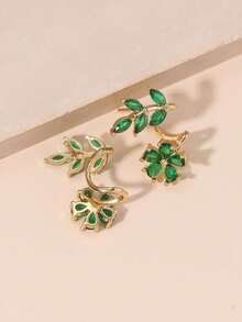 1 Pair Fashionable Personalized Exquisite Copper Zirconia Stone Earrings, Suitable For Women's Daily Casual, Party And Gathering - Gold - View 2