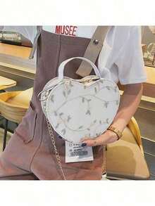 Lace Heart Shape Crossbody Bag, Ladylike Embroidered Shoulder Handbag , New Year - White - View 2