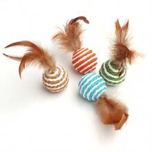 Feather Paper Rope Ball Cat Toy, Scratch-Resistant, Durable Biting, Self-Grinding, Sisal Ball, Cat Scratch, Cat Teaser, Cat Pet Supplies - Multicolor - View 6