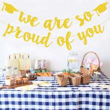 1 Set, 2026 Graduation Party Decoration Black Glitter "We Are Proud Of You" Graduation Banner, 2026 Graduation Congratulations Graduation Party Decoration - Gold - View 2