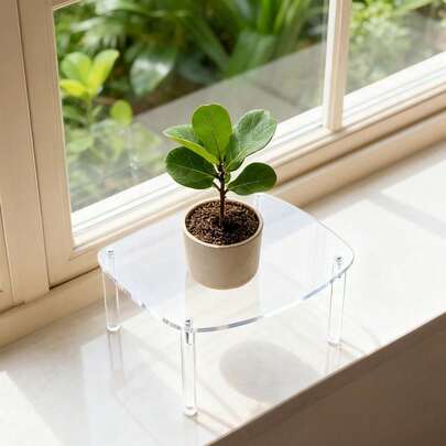 1pc Showcase Figurine Display Shelf Riser For Collectibles And Room Decor, Perfume Riser Holder, Tabletop Plant Stand,Mini Plant Stand Indoor, Acrylic Planter Stand For Indoor Plants, Desktop Round Plant Holder Shelf For Flower Pots Table Display Rack For Event Decor