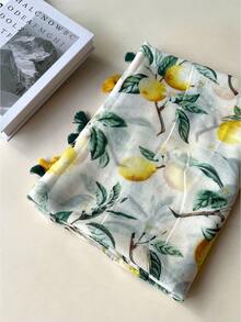 1条波西米亚柠檬印花百搭时尚围巾，独特甜美度假拍照道具，海滩旅行异域风情礼物，适合情人节、秋冬季节。 - 黃色 - 查看 5