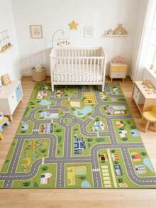 1pc City Road Cute Game Mat, Decorative Carpet, Bedroom Decor, Small Rug, Carpet, Home Decor, Outdoor Rug, Washable Rug, Graduation Gift, Mother's Day Gift - Multicolor - View 1