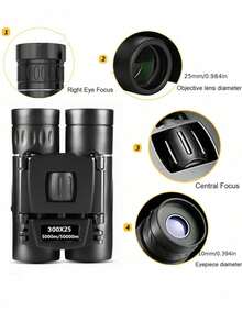 300x25 High Definition Powerful Binoculars, Clear Imaging, 10x Magnification, 5000m Long Distance Foldable Mini Telescope, BAK4 FMC Optical Lens, Suitable For Hunting, Sports, Outdoor Camping And Travel - Multicolor - View 7