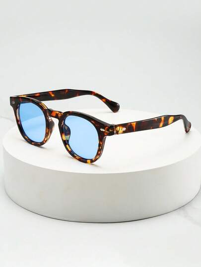 1pc Unisex Oval Frame High-Quality Personalized Minimalist Fashion Glasses, Suitable For Casual, Vacation, Travel, Party, And Daily Wear