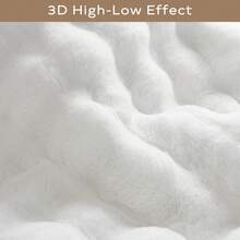 1 件装仿毛皮地毯，蓬松柔软长绒地毯，长方形毛绒地毯，适用于客厅卧室，可机洗长毛地毯 - 3D - 白色 - 查看 4