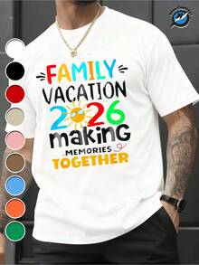 2026 Family Vacation Commemorative T-Shirt With Colorful Text And Sun Pattern, Family Travel Commemorative, Local Delivery, High Quality, Comfortable And Casual Style, Plain T-Shirt, Fun Shirt, Holiday Gift, PLUS SIZE - 白色 - 查看 12