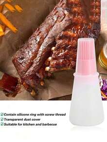 1pc Silicone Oil Brush With Bottle, Heat Resistant Brush Suitable For Air Fryer, Pancake, Baking And Grilling - Multicolor - View 3