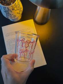 Cốc trà thủy tinh miệng rộng kiểu nơ thanh lịch, cốc nước đa năng dùng trong gia đình, cốc súc miệng du lịch, cốc nước ép, cốc cà phê và trà matcha. - Nhiều màu - Xem 4