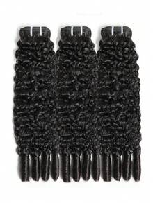 Tóc giả nguyên chất xoăn tự nhiên màu đen, chưa qua xử lý, mã 3C4A, đuôi xoắn. - Natural Black - Xem 15