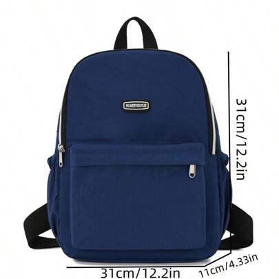 Ba lô nữ kiểu dáng tối giản, thanh lịch dành cho sinh viên, chất liệu nylon, thích hợp cho du lịch ngoài trời, có khóa kéo, lý tưởng cho mua sắm, du lịch và đi làm.