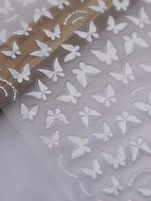 1片5D亮片贝壳蝴蝶美甲贴纸，高品质美甲贴纸，春季美甲贴花设计 - 彩色 - 查看 6