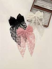 3 Peças Presilhas de Cabelo com Laço de Renda para Mulheres, Acessórios de Cabelo com Fita Longa de Bordado de Fada Doce e Elegante, Design de Bordado de Malha Estilo Floresta, Adereços de Decoração para Casamento e Noiva, Acessórios para Apresentação em Palco, Cosplay e Festa, Adequado para Ocasiões Especiais como Presentes Requintados para Família ou Amigos da Escola - Multicolorido - Visão 9