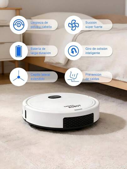 1 Pieza Aspiradora robot / Robot aspirador 2 en 1 para limpieza del hogar: aspira y pasa paño tipo trapeador, súper succión/succión 4000Pa, ultradelgada y silenciosa. Limpia pisos duros, alfombras y alfombras de grosor medio; ideal para pelos de mascotas, migas de comida y agua en el piso. Con función de memoria y memoria incorporada, múltiples modos de limpieza y 3 modos de limpieza; cepillos laterales de cerdas de nylon para orillas/esquinas, cuerpo ABS, accesorios incluidos; Blanco o Negro