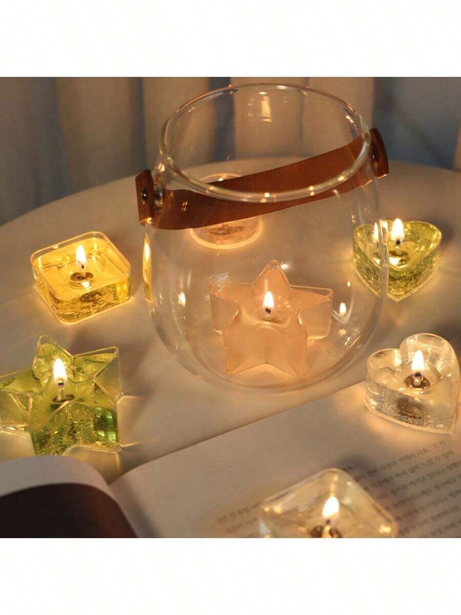 10 pièces Porte-bougie en plastique transparent résistant à la chaleur, convient pour la fabrication de bougies DIY - en forme de cœur et rond - très adapté pour Noël, les amateurs de bougies et la décoration de Noël pour les amateurs de lune DIY.
