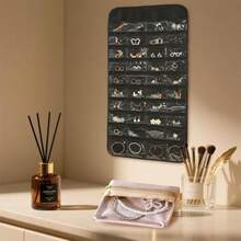 Hanging Jewelry Wall Organizer Set Include Over The Door Jewelry Organizer 48 Jewelry Compartments 8 Necklaces Hooks And 3 Travel Jewelry Bags For Sunglasses Earrings Bracelets - 黑色 - 查看 2