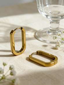 A Pair Of Elegant Gold Geometric Earrings, Made Of Stainless Steel With An 18K Gold-Plated Finish-The Perfect Everyday Earrings For Women. - 2pcs Gold - View 3