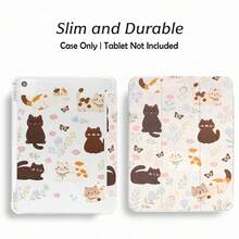 Colorful Painted Tablet Protective Case, With Cat, Floral And Butterfly Patterns, Foldable Stand, Compatible With Honor Pad 8/9/10, Honor GT 11.5inch/X7/X8A/X9/X8Pro/X9Pro/V9/V8 Pro, Matepad 11 Inch 2023/2022, Apple 10th Gen/ 11 2025 (A16), A9/A9+/A11/S11/S10 FE+, Auto Wake/Sleep, Built-In Pen Slot, Tri-Fold Stand - Perfect Daily Protection, Great Gift For Holidays - Multicolor - View 5