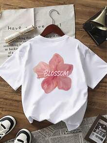 Camiseta gráfica de manga corta de verano para mujer, nuevas blusas blancas casuales - Blanco - Ver 1