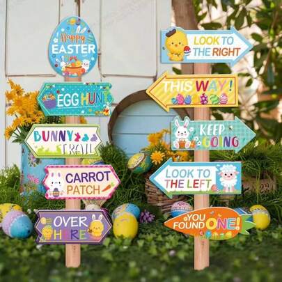 Easter Limited Edition: 1pc [Cute Directional Arrow] Easter Egg Hunt Sign || Outdoor | Directional Arrow Sign | Photo Background | Easter Egg Hunt Party Supplies | Lawn Decor
