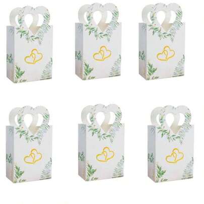 10个心形金箔糖果袋，适用于情人节、婚礼和派对回礼、包装盒、婚礼装饰、婚礼、礼品盒、婚礼用品、宾客回礼、宴会厅装饰