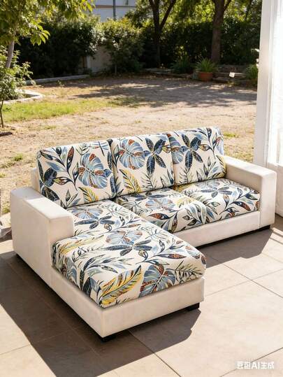 غطاء وسادة أريكة خارجية مطبوع على الحرير الحليبي المطاطي، غطاء ظهر الأريكة، بنمط زهري، مناسب للاستخدام في غرفة المعيشة الخارجية، لجميع الفصول