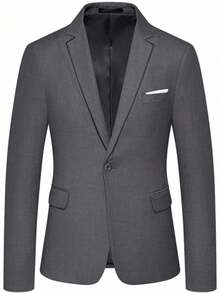 Men Slim Business Casual Suits Dress Three Pieces Set Jacket Pants Vest Male Wedding Groom Wedding Blazer Coat Trousers Waistcoat High-Quality Professional Commuting Suit Sets - Màu xám đen - Xem 4