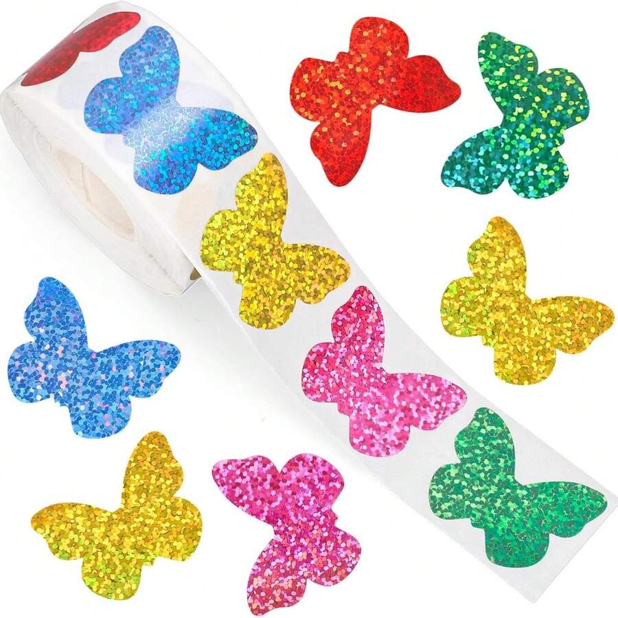 500 Sticker/Cartoon Laser Butterfly Sticker Label Office Stationery ...
